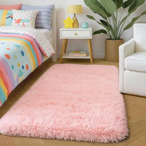 Miniatura 59 de Alfombras de área rosadas para dormitorio de niñas, decoración de sala de estar, alfombra mullida y esponjosa shag de 4x6 para habitación de niños