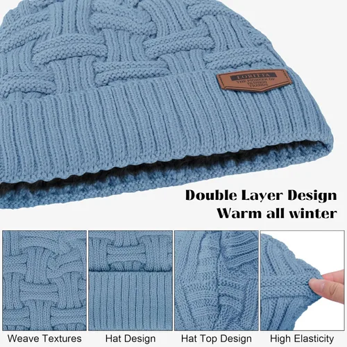 Miniatura 113 de Loritta Gorro de invierno cálido de punto grueso y holgado para hombre
