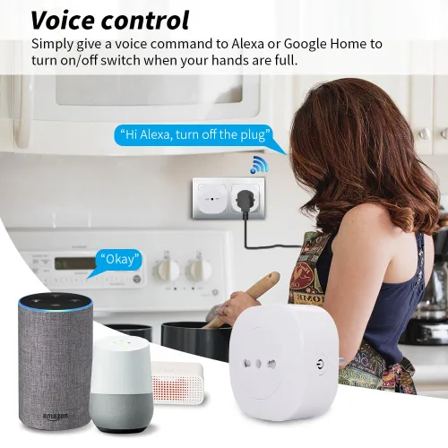 Miniatura 5 de Enchufe inteligente Wifi compatible con Alexa, Google Assistant, control de aplicación y voz, no requiere concentrador, Italia (10 A)