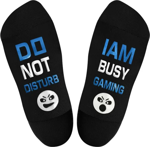 Miniatura 111 de AGRIMONY Calcetines divertidos con texto en inglés «Do Not Disturb Gaming» para hombres, mujeres, adolescentes, niños, Pascua, padres, cumpleaños