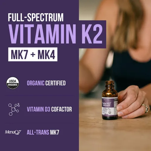 Miniatura 2 de Total K2® Vitamina K2 como MK7 y MK4 Cofactor Plus K1 y vitamina D3 – 620 mcg de K2 por porción – All-Trans MK7 de MenaQ7® – Vitamina K