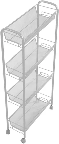 Miniatura 6 de mDesign Carrito organizador de almacenamiento de metal de acero delgado con 4 estantes para lavandería, cocina, organización de baño, soporte