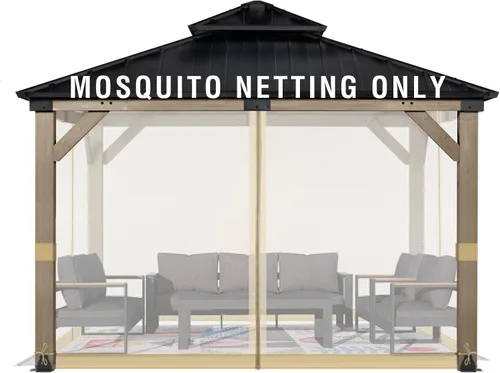 Miniatura 12 de Aoodor Mosquitera Universal para Gazebo de 10 x 10 pies, 4 Paneles Laterales de Repuesto con Cremalleras Dobles para Patio, Patio Trasero, Terraza