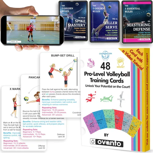 OVANTO Equipo de entrenamiento de voleibol – Equipo de voleibol en solitario en 4 estilos para servir, pinchar, establecer y pasar como un