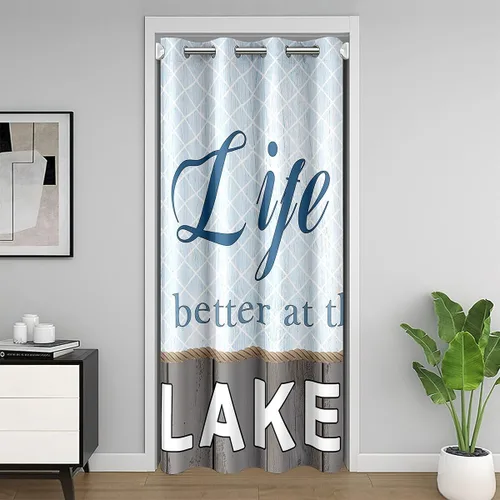 Miniatura 13 de Lake House - Cortina opaca de 34 pulgadas de ancho x 80 pulgadas de largo, cortina moderna para puerta con temática de barcos, cortina de puerta