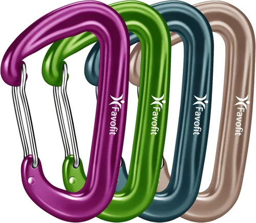 Miniatura 9 de Clips de Mosquetón de Servicio Pesado 12KN - Favofit Mosquetones Pequeños de 3.2'' para Senderismo Camping Hamacas Llaves Llaveros Correas