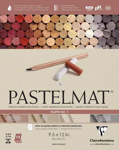 Miniatura 12 de Clairefontaine Pastelmat - Papel especial para pastel (encolado, 30 x 40 cm) - Paleta No. 5 - (12 x 15 3/4 pulgadas) - 360g - 12 hojas - Verde Verde