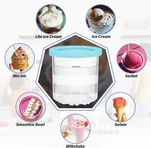Miniatura 5 de NANOBABY Recipientes de pinta y tapas de repuesto compatibles con la máquina de helados Ninja CREAMi 7 en 1, repuesto de taza de 16 onzas para Ninja