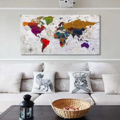 Miniatura 6 de ZEYDRT Lienzo decorativo para pared, mapa de pared, para oficina, sala de estar, decoración del hogar, mapa mundial, lienzo, decoración de pared