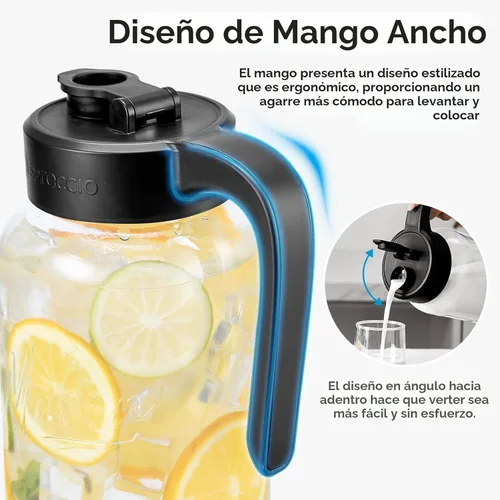 Miniatura 3 de Jarra Mason con Tapa - Jarra de Vidrio Hermética y a Prueba de Fugas con Tapa, Perfecta para Leche Materna, Infusión en Frío y Té de Sol, 2 Quart