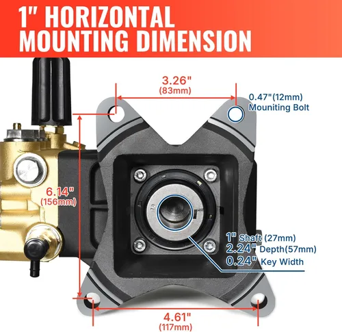 Miniatura 2 de YAMATIC Bomba de hidrolavadora horizontal de émbolo triple eje de 1 pulgada 4000 PSI 3.5 GPM, repuesto para Simpson AAA 90034, 90039,90038, Honda