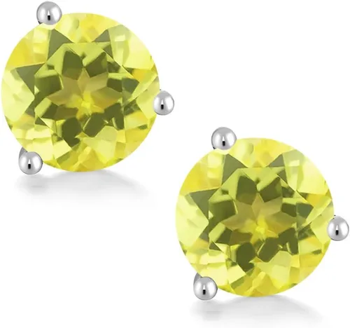 Miniatura 34 de Gem Stone King Aretes de oro de 14 quilates, 0.236 in, piedra natal redonda, Martini, 3 puntas, aretes de oro para mujer