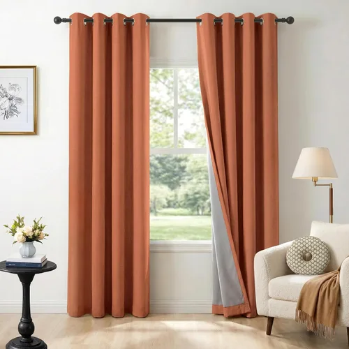 Miniatura 15 de 100% Blackout Shield Cortinas opacas de lino para dormitorio de 45 pulgadas de largo, cortinas beige con ojales para sala de estar, cortinas