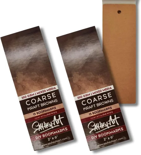 Marcapáginas de papel kraft marrón de alta calidad de 350 GSM, ideal para medios mixtos y bellas artes (paquete de 2)