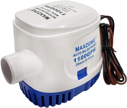 Bomba de agua sumergible automática para barco de sentina 12 V 1100 GPH Auto con interruptor flotante, salida de 1-1/8", compacta para barco marino
