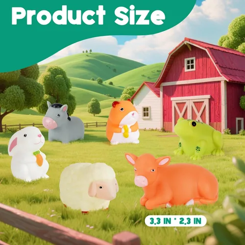 Miniatura 5 de Juguetes de baño para niños pequeños de 1 a 3: 6 piezas de juguetes de baño de animales de granja iluminados, juguetes de baño para bebés, juguete