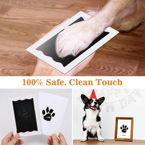 Miniatura 6 de Nabance Kit de impresión de huellas sin tinta para perros, gatos y bebés, 4 almohadillas de tinta Clean Touch y 8 tarjetas de impresión, kit