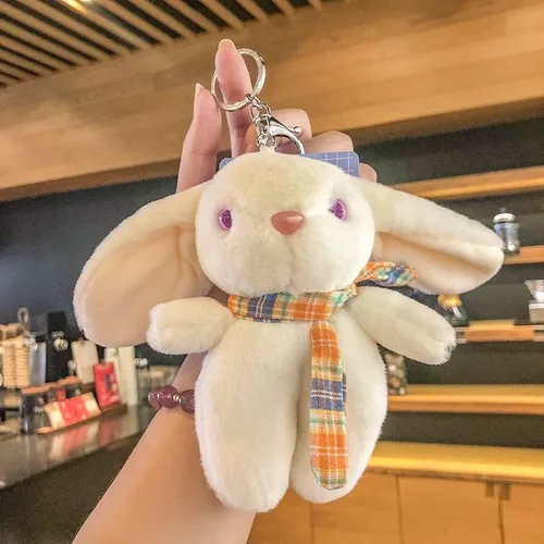 Miniatura 7 de BONICI Chicas y mujeres creativas y bonitas orejas grandes cálida bufanda suave con colgante de conejo llavero llavero de Año Nuevo bolso de mano