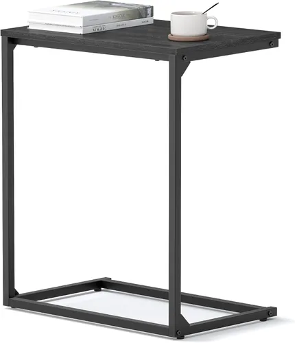 VASAGLE Mesa Auxiliar en Forma de C, Mesa de Centro Pequeña para Sofá o Sillón, Mesa Auxiliar Industrial para Sala de Estar, Dormitorio, 13.8 x 21.7