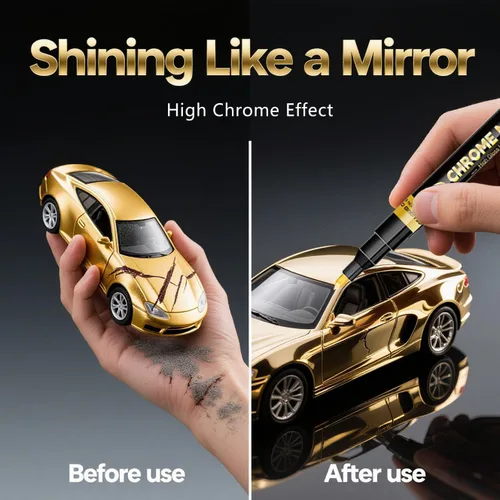 Miniatura 5 de 5 marcadores de pintura cromada de espejo líquido, plateado, dorado y cobre, marcadores metálicos permanentes de espejo, brillo reflectante