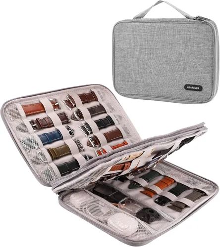 Wearlizer Funda de almacenamiento para correa de reloj con capacidad para 35 correas, bolsa organizadora portátil compatible con Apple Watch, pin,