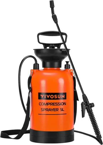 VIVOSUN Pulverizador a presión de bomba de 1.35 galones, botella de agua a presión para césped y jardín con correa ajustable para el hombro, para