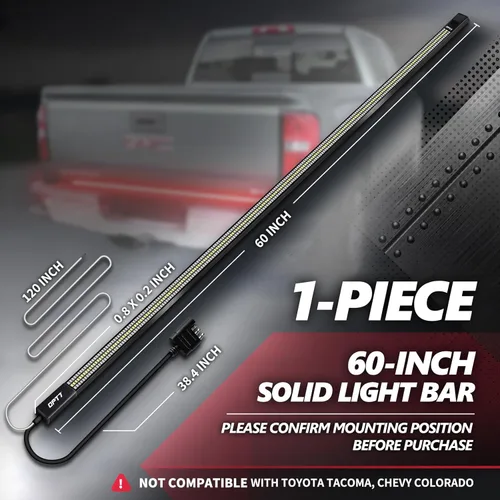 Miniatura 2 de OPT7 - Barra de luz LED Redline de triple fila para puerta trasera de 60", con señal direccional secuencial roja, marco rígido de aluminio