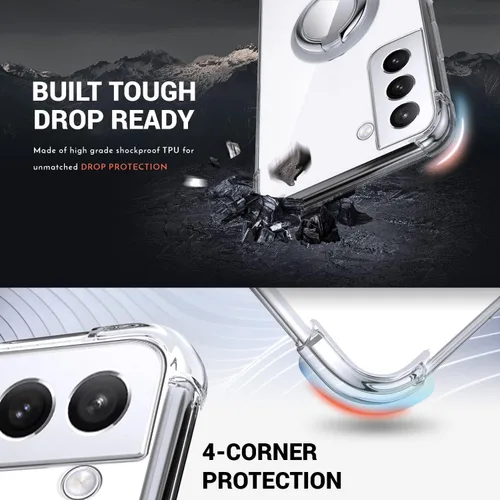Miniatura 4 de Silverback Funda transparente para Samsung Galaxy S22 con soporte de anillo, amortiguador de golpes protector a prueba de golpes para Galaxy S22