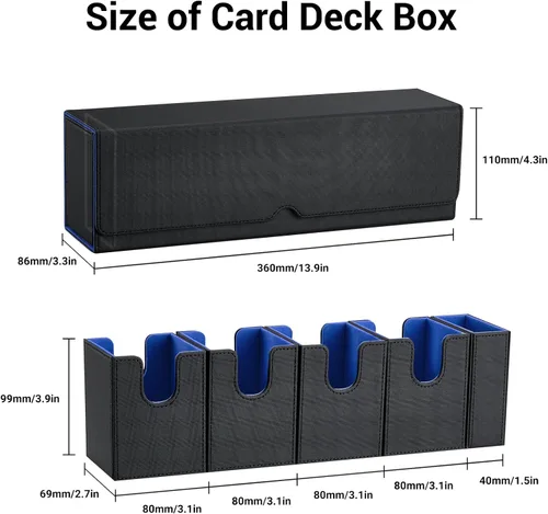 Miniatura 2 de Caja de cartas para MTG, 5 en 1 Commander, caja de almacenamiento de tarjetas TCG con bandeja de dados con capacidad para más de 400 tarjetas sin