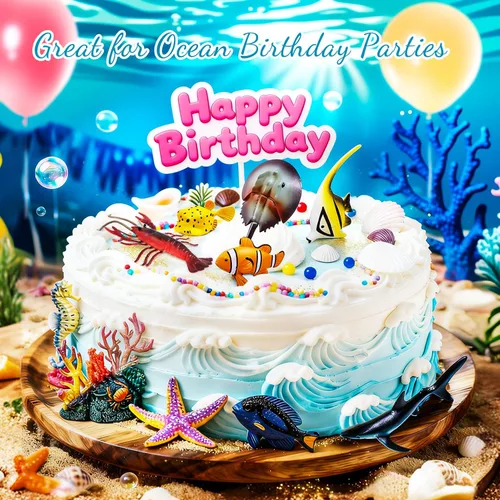 Miniatura 5 de Figuras de Juguetes de Animales Marinos 21 Piezas, Criatura Marina de Plástico Tiburón Pez Estrella de Mar Cangrejo Langosta Pulpo Caballito de Mar