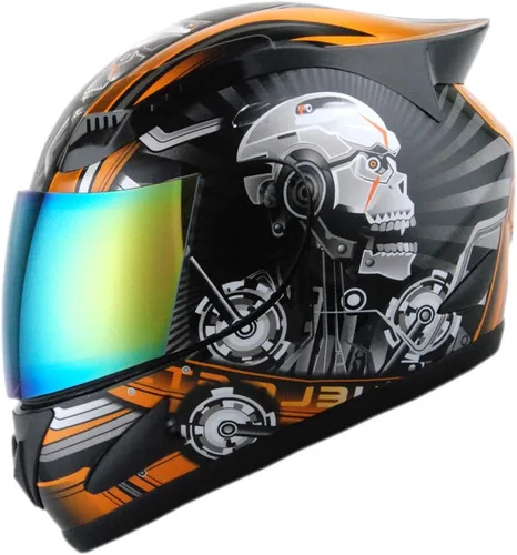 Miniatura 24 de 1Storm - Casco de cabeza completa para motocicleta, diseño de calavera mecánica HJDJ11