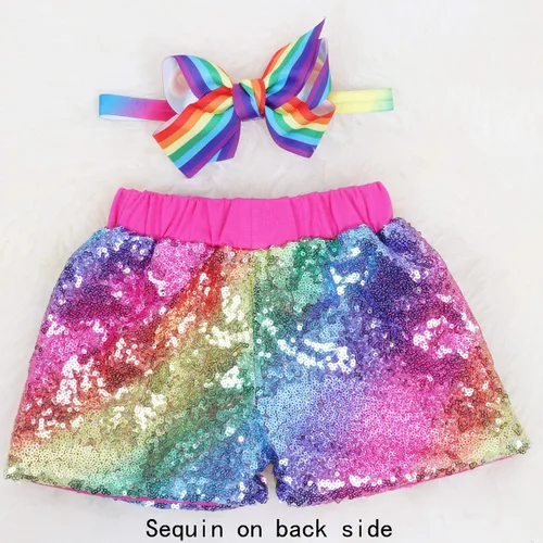 Miniatura 2 de Pantalones cortos para bebé y niña, con purpurina en ambos lados, con diadema