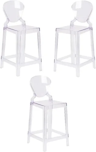 Miniatura 6 de Home Square Taburete fantasma de 25" en cristal transparente - Juego de 2