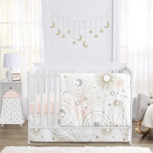 Miniatura 12 de Sweet Jojo Designs Juego de ropa de cama para cuna de bebé para niño o niña, color gris, rojo, negro y blanco, género neutro, acuarela, celosía