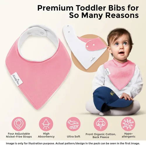Miniatura 3 de KiddyStar Drool Bibs for Babies – Organic, Unisex, Soft Absorbent Teething Bibs with Adjustable Snaps Paquete de 10 baberos de dentición de moda