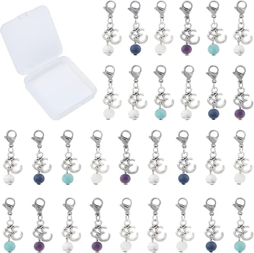 Miniatura 6 de SUNNYCLUE 1 caja de 50 marcadores de puntada de ganchillo marcadores de punto esmaltado mariposa encantos clip en cierre de langosta extraíble 50