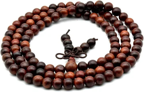Zen Dear Brazalete y collar de meditación Mala, para cultura budista y oración busita, cuentas de Buddha, unisex, palisandro natural