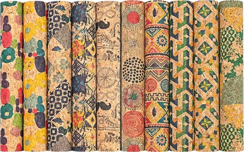 10 hojas de tela de corcho de 9 x 13 pulgadas, color natural, retro, tela de cinta de corcho suave y fina adecuada para bolsas, funda de laptop,