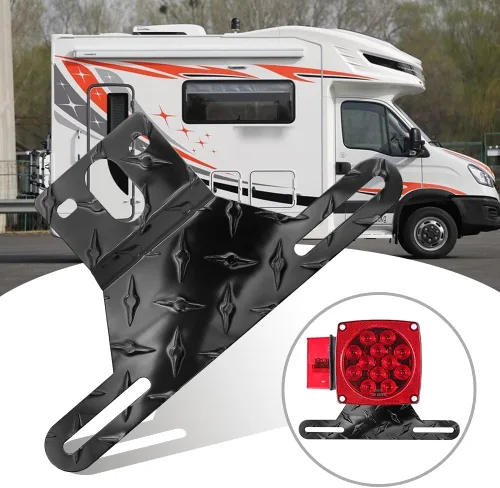 Miniatura 3 de Hoypeyfiy Soporte de luz para matrícula de remolque para camión, caravana, todoterreno, soporte de aluminio para matrícula (color negro, 1 unidad)