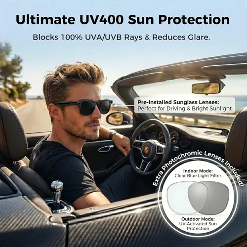 Miniatura 2 de EarlySincere Gafas inteligentes con cámara POV 4K de 8 MP, video HD, asistente de visión AI, transcriptor de traducción y voz, audio de oído