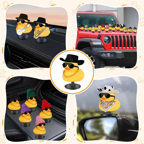 Miniatura 6 de Patos de goma con soporte de enchufe de pato, patos de automóvil para tablero de instrumentos, pato para decoración de Jeep y automóvil, divertido