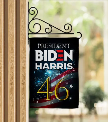 Miniatura 12 de Biden Harris Flag Juego de bandera de jardín President 46 con soporte de pared para votación patriótica, fiesta de té republicana demócrata