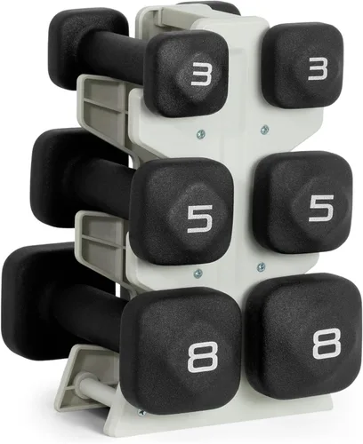 Miniatura 20 de Tone Fitness Juego de mancuernas de neopreno con estante de almacenamiento – Pesos de mano antideslizantes y antideslizamiento para entrenamientos