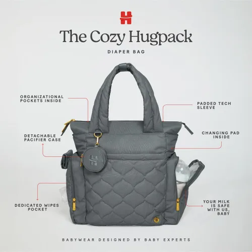 Miniatura 5 de HUGGIES unisex-adult Cozy Hugpack Tote Diaper Bag negro acolchado