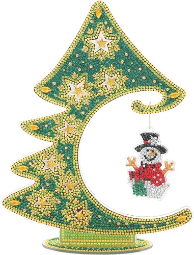 Miniatura 13 de YEESAM Art Kit de pintura de diamantes de imitación para árbol de Navidad, luminoso, árbol de Navidad y mesa de Papá Noel, 10.6 pulgadas, decoración