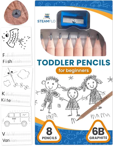 Lápices de aprendizaje para niños pequeños de 2 a 4 años: lápices para niños principiantes, niños pequeños y preescolares, forma de triángulo jumbo