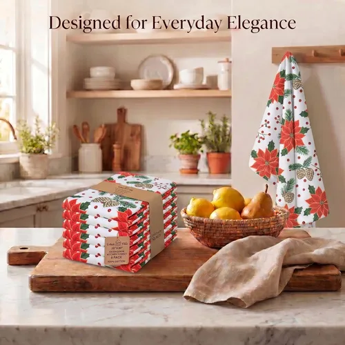 Miniatura 5 de Urban Villa Toallas de cocina de Navidad con estampado de piña, multicolor, de calidad premium, 100% algodón, trapos de cocina con esquinas 086