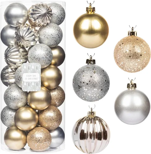 Miniatura 8 de Every Day is Christmas - Juego de adornos para colgar de Navidad de 50 unidades, juego de adornos inastillables para árbol de Navidad, decoración