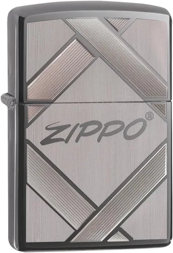 Miniatura 20 de Encendedor de bolsillo Zippo negro mate con diseño de logo de Zippo Logotipo de oro mate negro