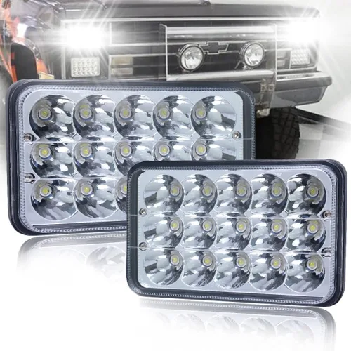 Faros delanteros LED 4x6 aprobados por puntos, 2 unidades, rectangulares de 45 W, Hi/Bajo, faros delanteros para Kenworth T800 W900 Peterbilt 378